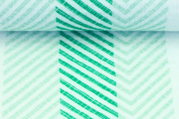 Restmenge 61 cm Musselin, Double Gauze, "Thea" mit Streifen, Chevron, grün, Swafing